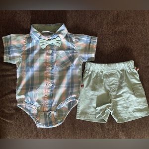 Dapper Dude Baby Boy Bow Tie Onesie with Shorts Set 0-3 Months NWOT